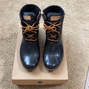 Sperry black duck rain boots